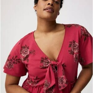 Torrid Heritage Jersey Tie-Front Babydoll Top